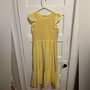 Lost + wander yellow midi smocked dress